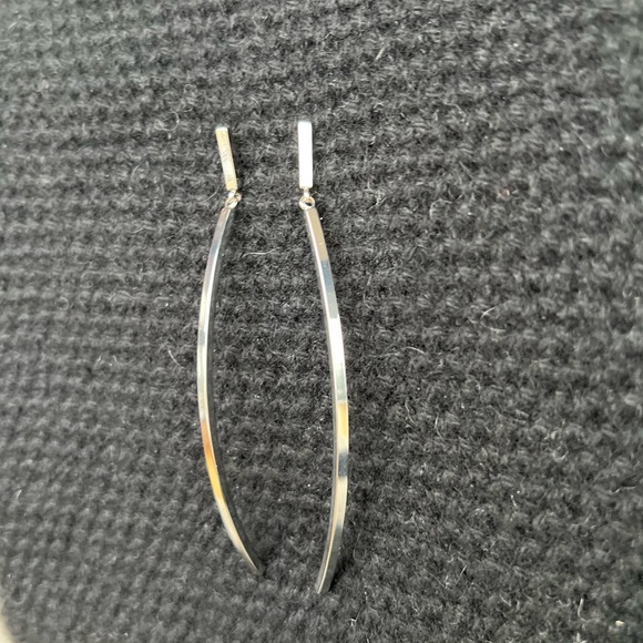 BCBG MaxAzria Stainless Steel Curved Vertical Bar Dangle Earrings with post back - Picture 4 of 13